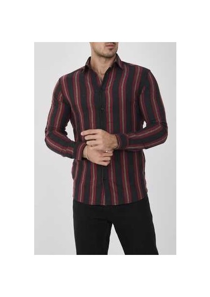 Çizgili Melanj Slim-Fit Erkek Gömlek fiyatları