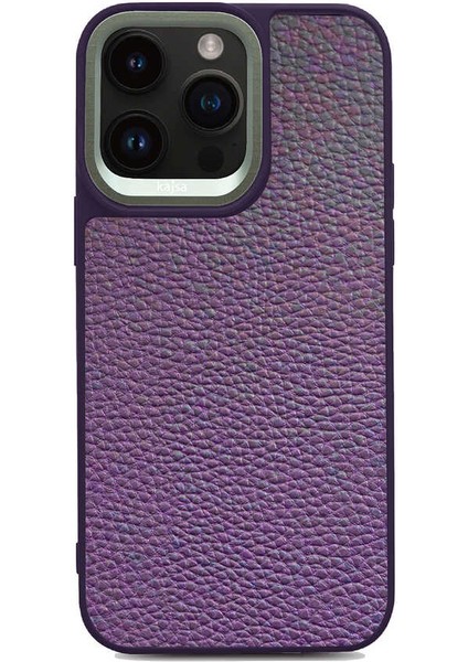 iPhone 14 Pro Kılıf Soft Deri Metal Kamera Çerçeveli ​ Litchi Kapak