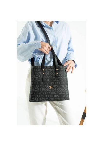 Polo Of Colors Siyah Çok Bölmeli El ve Omuz Çantası