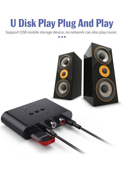 Bluetooth 5.0 Ses Alıcısı U Disk Rca 3.5mm Aux Jakı Stereo Kablosuz Adaptör Hoparlör Araba Ses Vericisi (Yurt Dışından)