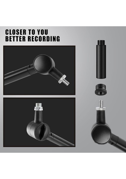 2 Adet Mikrofon Standı Uzatma Tüpleri 1 Adet Metal Adaptör Mikrofon Uzatma Çubuğu 5/8 Inç Masa Standları ve Kol Standları Için (Yurt Dışından)