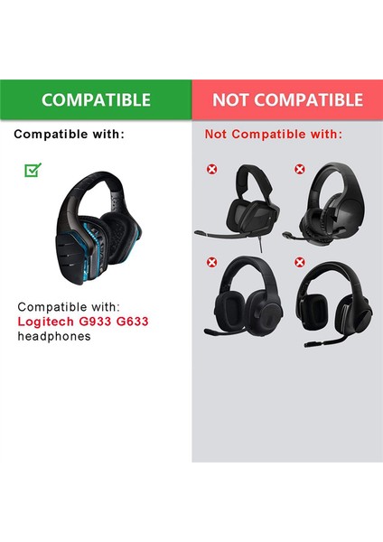 1 Çift Köpük Kulak Pedleri Yastık Deri Kulaklık Yastığı Logitech G933 G935 G633/G 933 G 935 G 633 Artemis Kulaklıklar (Yurt Dışından) fiyatları