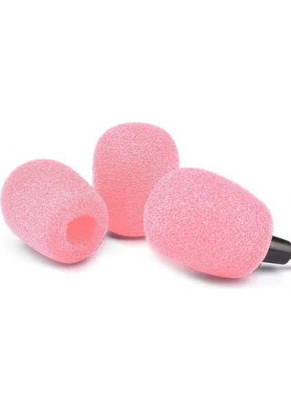 10 Paket Yaka Kulaklık Mikrofon Ön Cam, Mikrofon Sünger Köpük Kapak Mini Boy Yaka Mikrofonu Ön Cam Pembe (Yurt Dışından)