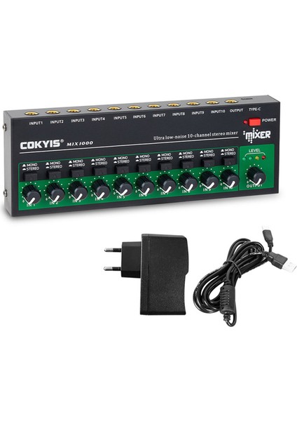 Cokyıs MIX1000 Ultra Düşük Gürültü 10 Kanal Stereo Mikser Mini Ses Ses Mikseri Küçük Kulüpler Lar Gitarlar Bas Klavyeler Için (Ab) (Yurt Dışından)