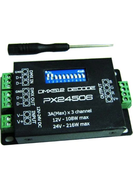 PX24506 LED Kontrol Cihazı LED Dekoder Dmx 512 Dekoder Sürücüsü 9A Dmx 512 Amplifikatör 12V 24V Rgb LED Şerit Işıkları (Yurt Dışından)