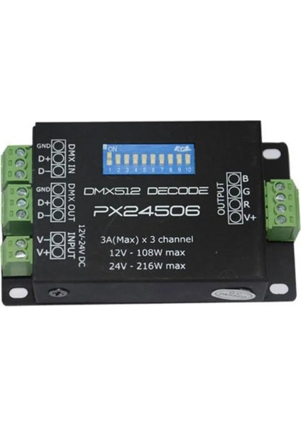 PX24506 LED Kontrol Cihazı LED Dekoder Dmx 512 Dekoder Sürücüsü 9A Dmx 512 Amplifikatör 12V 24V Rgb LED Şerit Işıkları (Yurt Dışından)