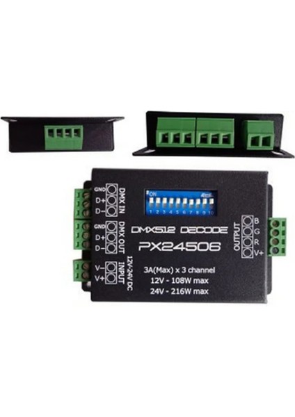 PX24506 LED Kontrol Cihazı LED Dekoder Dmx 512 Dekoder Sürücüsü 9A Dmx 512 Amplifikatör 12V 24V Rgb LED Şerit Işıkları (Yurt Dışından)