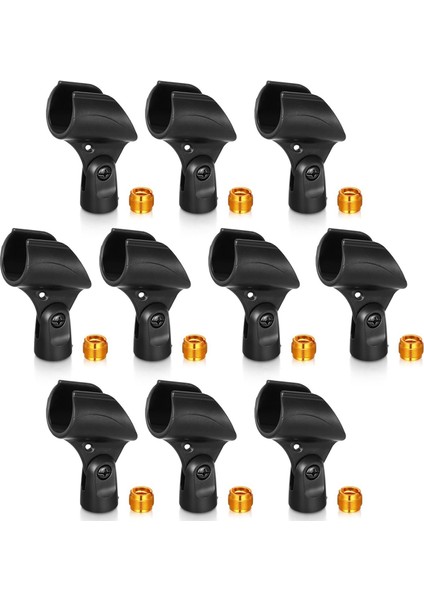 10 Adet Mikrofon Klips Tutucusu ve 10 Adet Somun Adaptörü, Performans, Gösterim, Podcast, Kayıt Için Adaptör (Yurt Dışından)