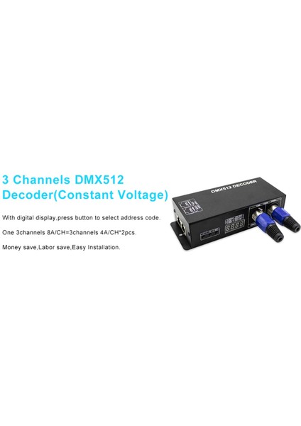 Güçlü Dmx LED Denetleyici LED Dmx 512 Dekoder Dimmer Sürücüsü LED Rgb Şerit Veya Işıklar Için DC12V-24V (3 Kanal) (Yurt Dışından)