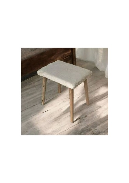 Gürgen Ahşap Retro Ayak Dekoratif Krem Pelüş Puf Tabure Bench Koltuk Sandalye fırsatları