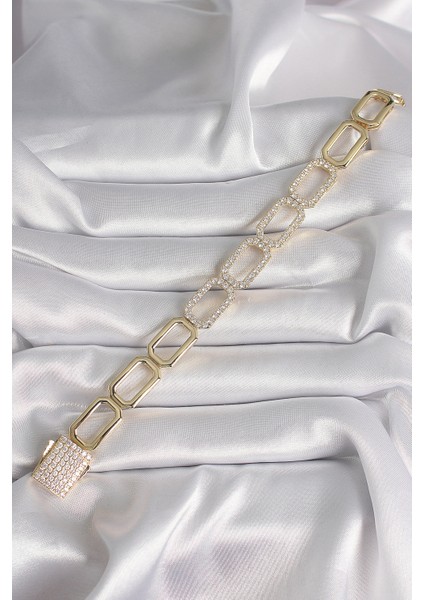 Pirinç Gold Renk Zirkon Taşlı Zincir Model Xuping Vıp Exclusive Seri Bileklik