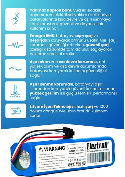 Dreame D9 Max Uyumlu Batarya (ORJİNAL KAPASİTE) 5200mah Pil Robot Süpürge Batarya Değişimi modelleri