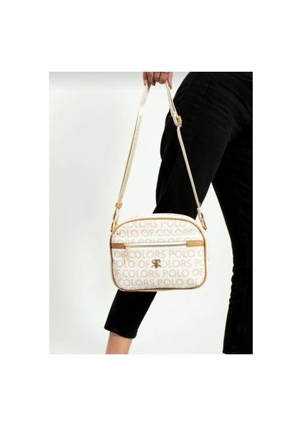Polo Of Colors Beyaz Camel Çapraz Kullanıma Uygun Omuz Çantası