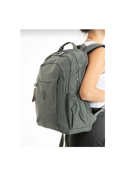 Sanmorris Krinkır Kumaştan Suya Dayanıklı Çok Bölmeli Gri Seyahat ve Okul Çantası modelleri