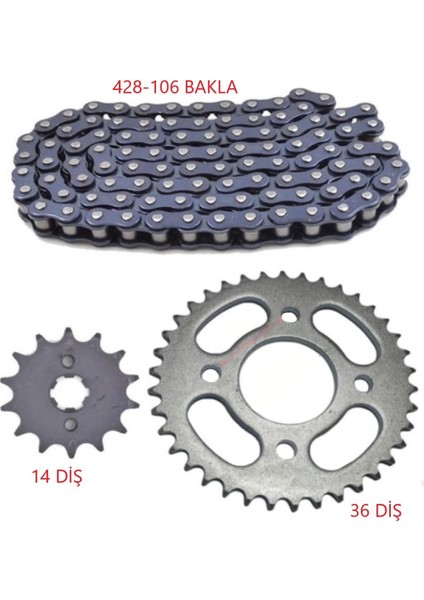 Cub Zincir Dişli Set 14T 36T 106L