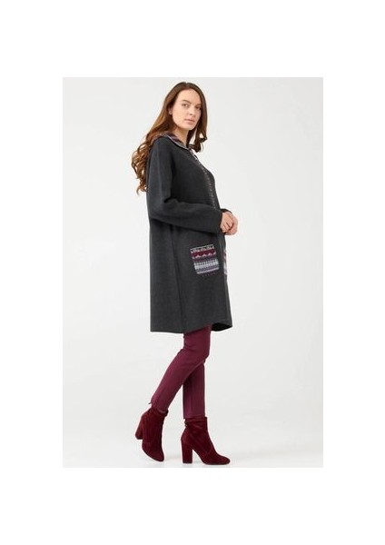 Kadın Kapüşonlu Fermuarlı Triko Ceket modelleri