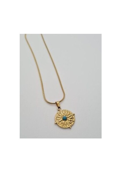 Opal Taşlı Çelik Kolye