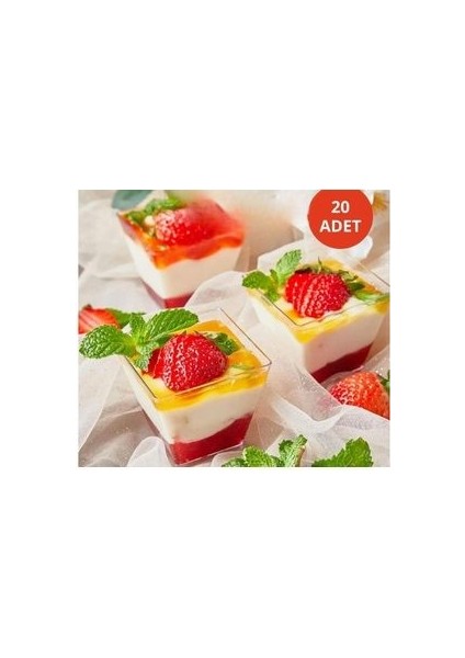 Sunum Kasesi Magnolya Dondurma Puding Tatlı Meze Salata Cup Kabı Sert Plastik Mika Kase 20 Li