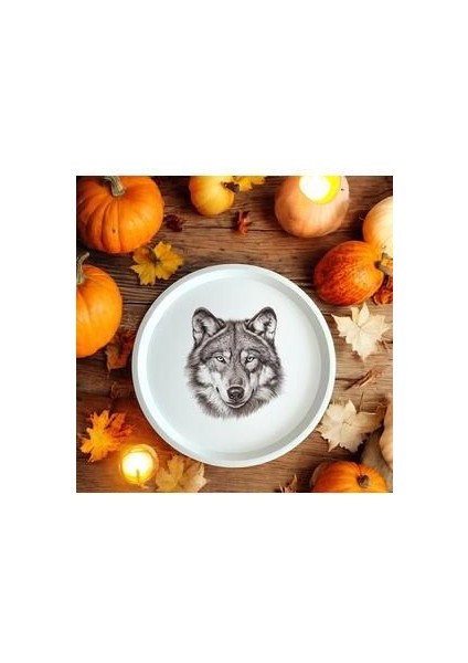 Kurt Desenli Tepsi - 31 cm - Beyaz Tepsi - Sunum Tepsisi fiyatları