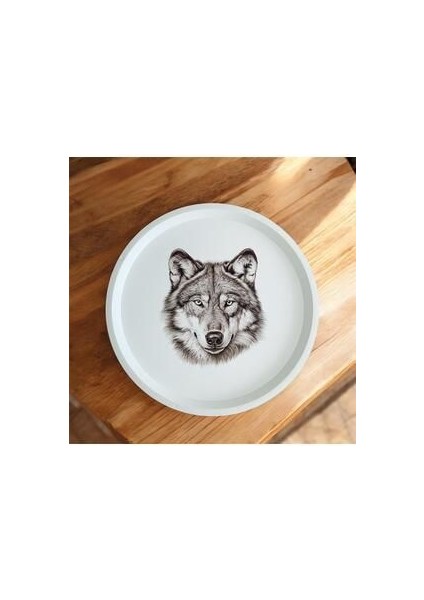 Kurt Desenli Tepsi - 31 cm - Beyaz Tepsi - Sunum Tepsisi indirimleri