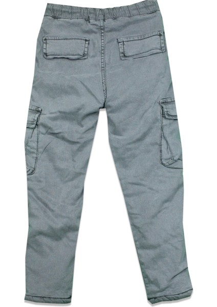 Erkek Çocuk Beli Lastikli Kargo Cepli Pelüş Polar Pantolon