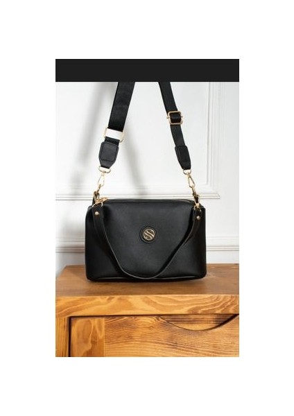 Sanmorris Siyah Çok Bölmeli El ve Omuz Çantası