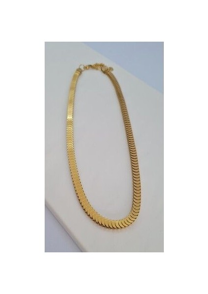 Çelik Gold Balıksırtı Pul Model Kolye