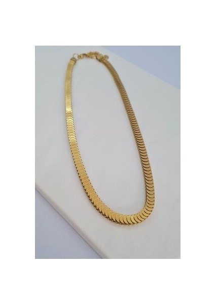 Çelik Gold Balıksırtı Pul Model Kolye