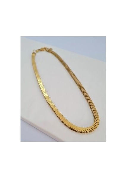 Çelik Gold Balıksırtı Pul Model Kolye