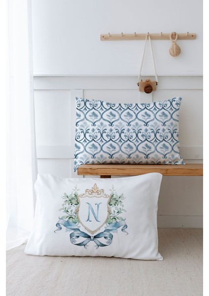 2'li Yastık Kılıfı (35X45) Blue Royal Series - N Harfi