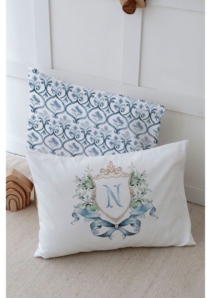 2'li Yastık Kılıfı (35X45) Blue Royal Series - N Harfi