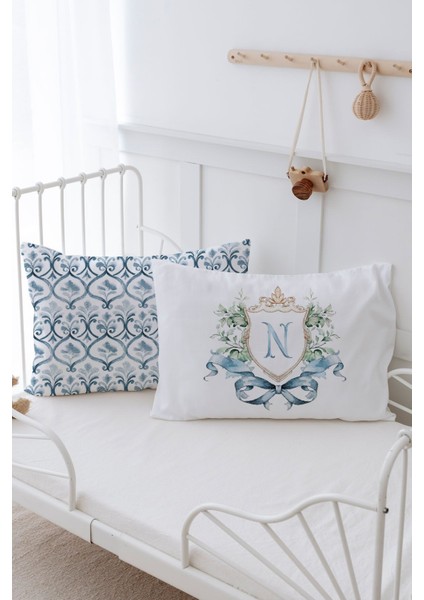 2'li Yastık Kılıfı (35X45) Blue Royal Series - N Harfi