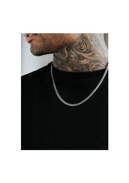 Erkek Gri Zincir Model - Ithal Kararmaz Çelik Erkek Zincir