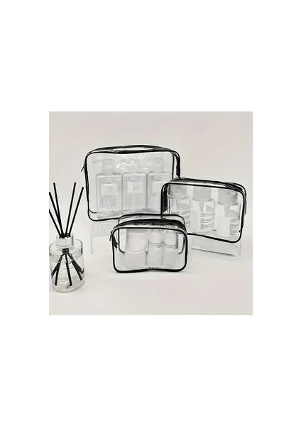 3 Lü Makyaj Çantası Kişisel Bakım Düzenleyici Su Geçirmez Çanta