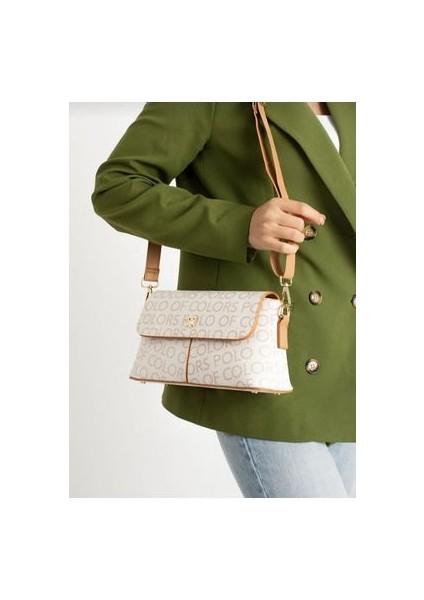 Polo Of Colors Beyaz Camel Çapraz Kullanıma Uygun El ve Omuz Çantası Ölçüler 17*28