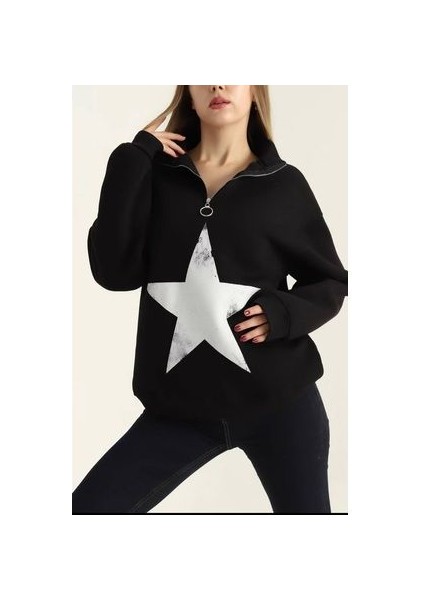 Kadın Üç Iplik Şardonlu Oversize Sweatshirt