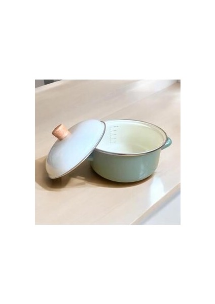 Avşar Emaye Tencere - 20 cm / 2,5-3 Lt Ekru Yeşil Emaye fiyatları