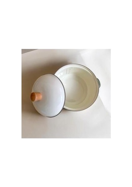 Avşar Emaye Tencere - 20 cm / 2,5-3 Lt Ekru Yeşil Emaye modelleri