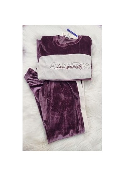 Yüksek Kalite Kadife Kadın Cepli Eşofman Pijama Takımı