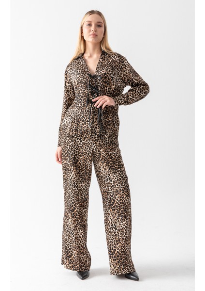 1153 Ceket Önü Deri Biye Detaylı - Kemerli ve Beli Lastikli Bolpaça Cepli Pantolon Takım fiyatları