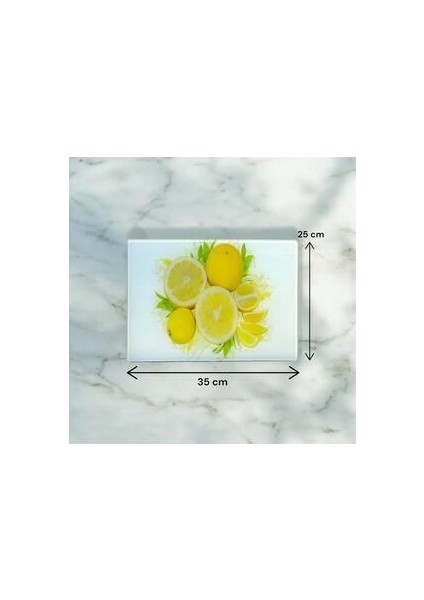 Temperli | Antibakteriyel Cam Kesme Tahtası| 25CM x 35 Cm| Fresh Limon Kesim Tahtası |ortaboy