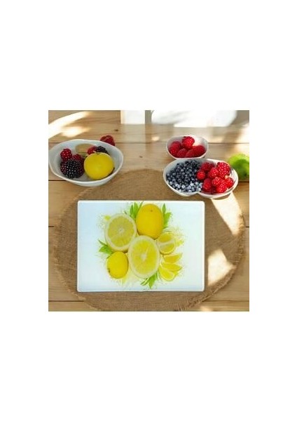 Temperli | Antibakteriyel Cam Kesme Tahtası| 25CM x 35 Cm| Fresh Limon Kesim Tahtası |ortaboy fiyatları