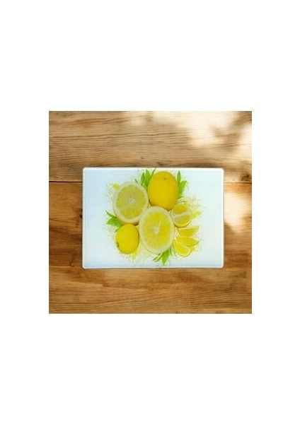 Temperli | Antibakteriyel Cam Kesme Tahtası| 25CM x 35 Cm| Fresh Limon Kesim Tahtası |ortaboy modelleri