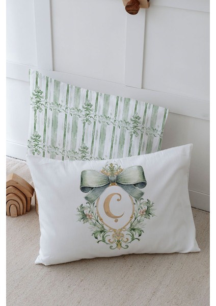 2'li Yastık Kılıfı (35X45) Green Royal Series - Ç Harfi