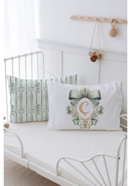 2'li Yastık Kılıfı (35X45) Green Royal Series - Ç Harfi