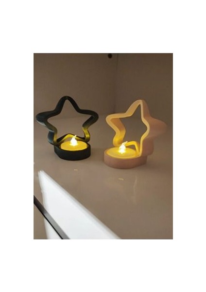 Yıldız Şeklinde Mumluk - 3D Plastik Şık ve Modern Dekor