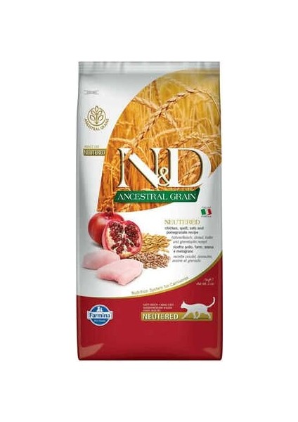 Nd Ancestral Grain Düşük Tahıllı Tavuk ve Narlı Kısırlaştırılmış Kedi Maması 5kg