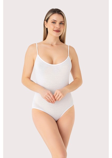 Kadın Beyaz İp Askılı Çıtçıtlı Atlet Body Zıbın Pamuklu Likralı 2'li Paket modelleri