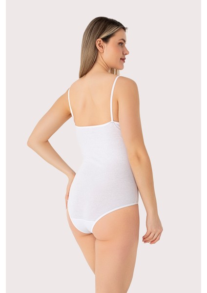 Kadın Beyaz İp Askılı Çıtçıtlı Atlet Body Zıbın Pamuklu Likralı 2'li Paket indirimleri