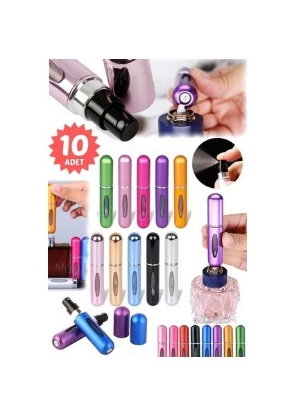 10 Adet 5 ml Mini Doldurulabilir Parfüm Şişesi Taşınabilir Parfüm Boş Şişe Sprey Küçük Cep Parfüm